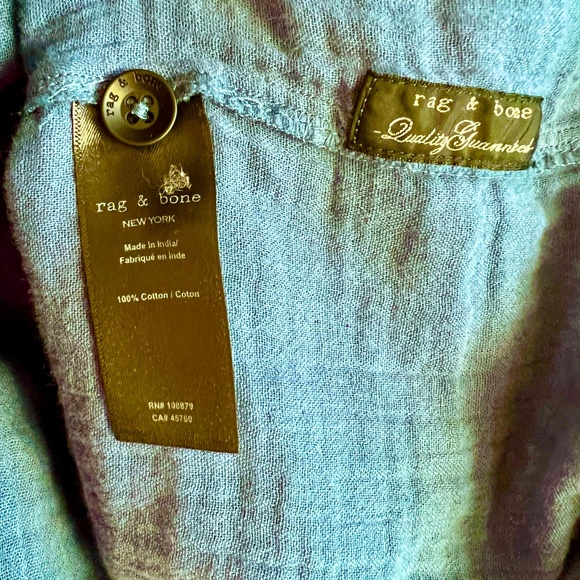 Rag & Bone 100% Cotton Blue Button-Up Shirt - Picture 4 of 6